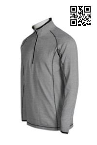 W183自訂大量功能性運動衫  網上下單半胸拉鏈pe 衫 蝦蘇線 長袖企領  訂造功能性運動衫  運動衫供應商    花灰色